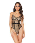 Holiday Metallic Fishnet Teddy w/Underwire Cups Black/Gold SM