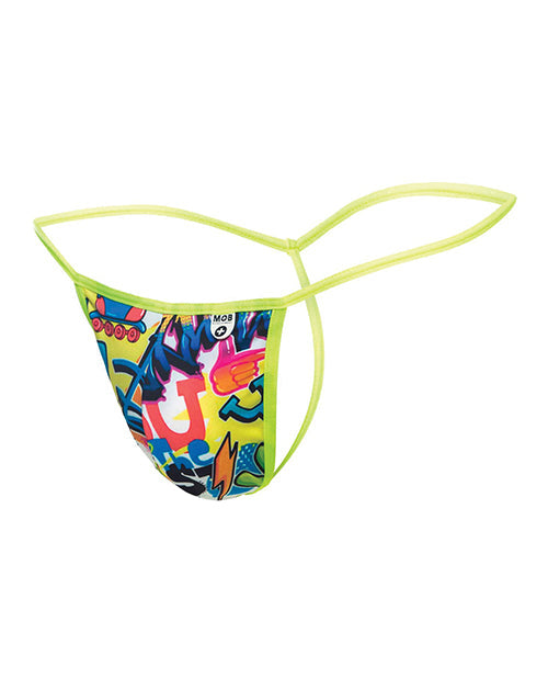Male Basics Sinful Hipster Music T Thong G-String Blue Print XL