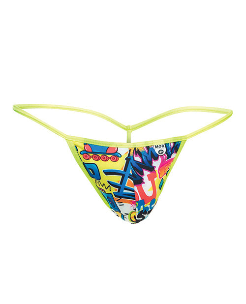 Male Basics Sinful Hipster Music T Thong G-String Blue Print XL