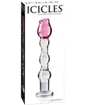 Icicles No 12 Realistic Dildo | Hand Blown Glass Dildo Massager | Clear Rose Tip Big Dildo