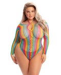 Pink Lipstick More Color Long Sleeve Bodysuit Rainbow QN