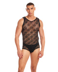 Rainbow Party Night Blaze Singlet 2 pc Set w/Thong - Black S/M