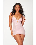 Floral Mesh Chemise & G-String Pink SM